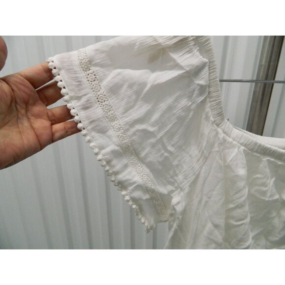 INC Womens White Gauze Dress XL With Lace Trimmed Hem & Button Details See Video - Picture 10 of 16